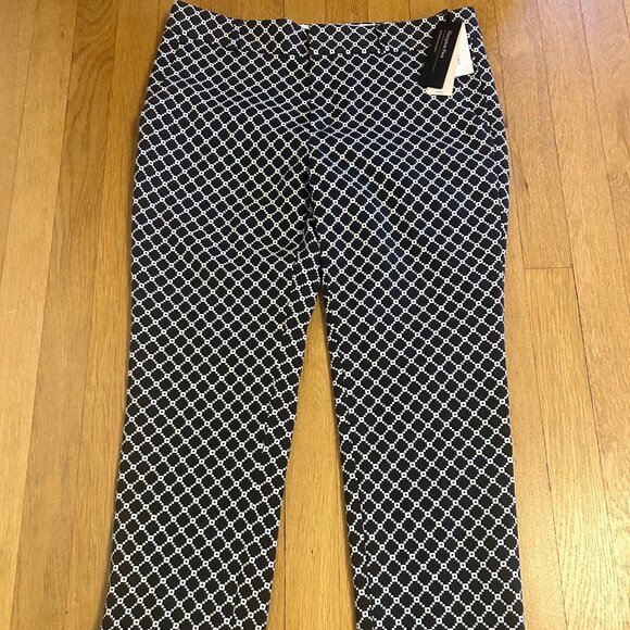Women’s Banana Republic Hampton Pants Size 8P Black/White Geometric Pattern NWT - Picture 1 of 7